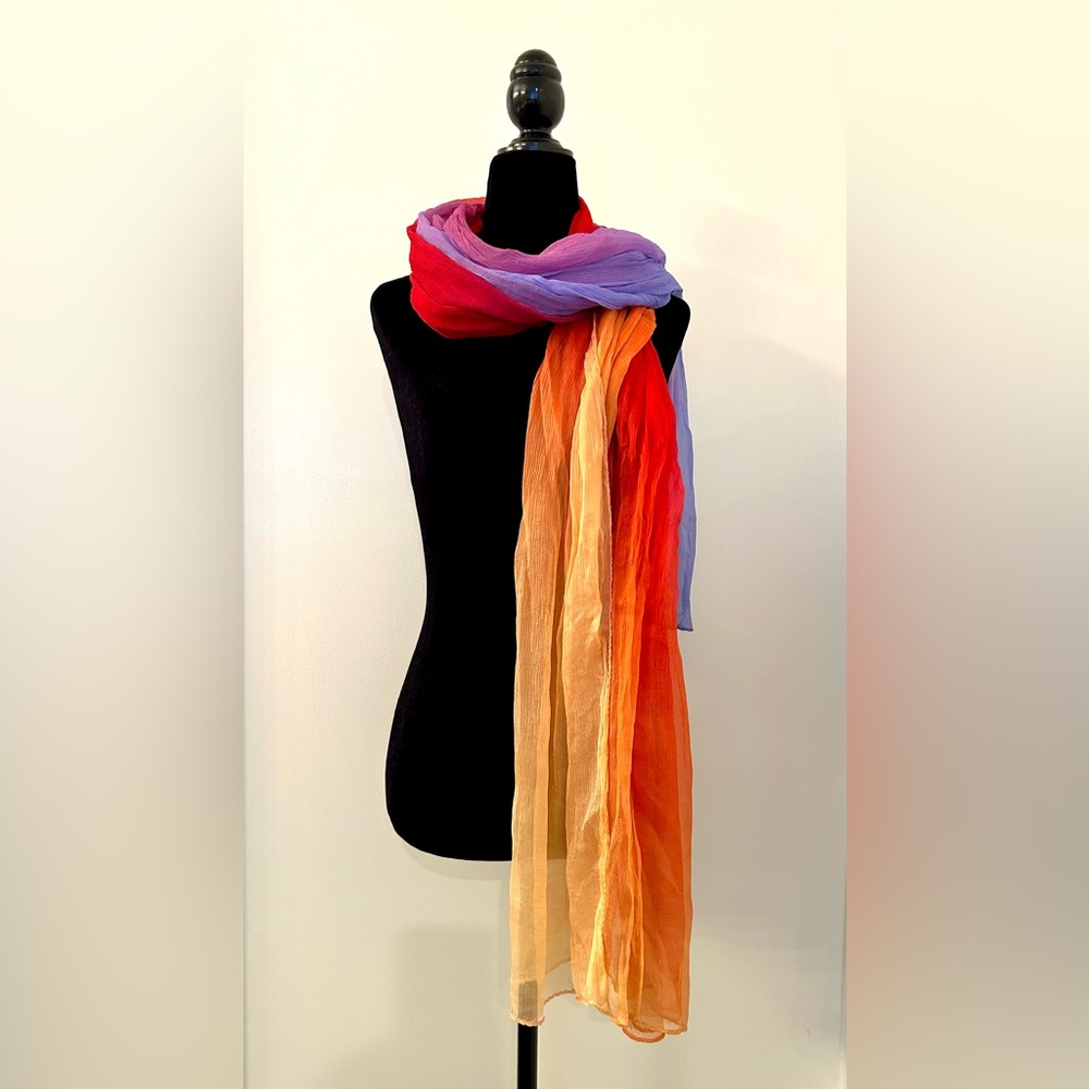 Holt Luxurious Multicolor Silk Chiffon Scarf
